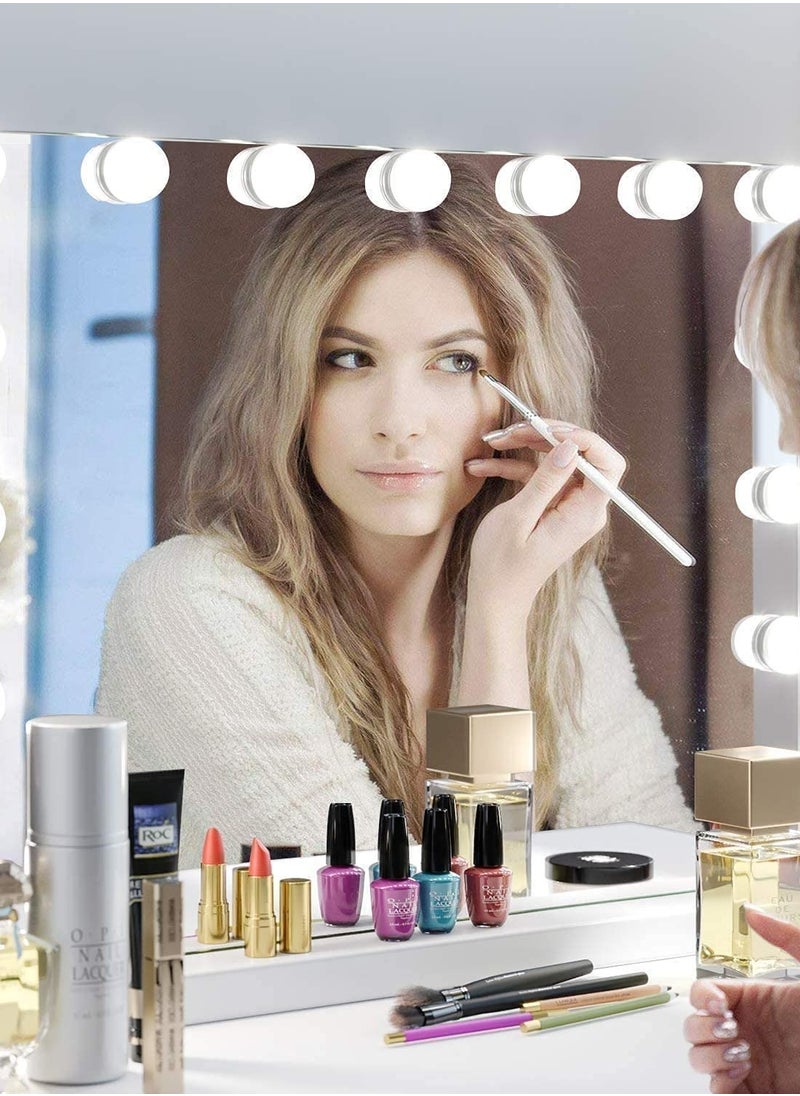 Vanity/Makeup Mirror with Lights,10X Magnification，with 14 Dimmable LED Bulbs,3 Color Modes,Touch Control for Bedroom,Tabletop or Wall-Mounted