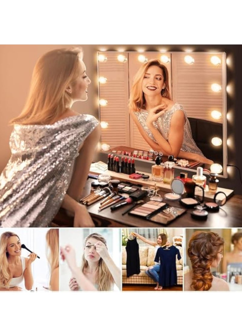 Vanity/Makeup Mirror with Lights,10X Magnification，with 14 Dimmable LED Bulbs,3 Color Modes,Touch Control for Bedroom,Tabletop or Wall-Mounted