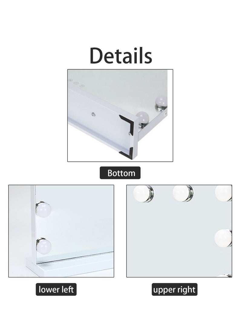 Vanity/Makeup Mirror with Lights,10X Magnification，with 14 Dimmable LED Bulbs,3 Color Modes,Touch Control for Bedroom,Tabletop or Wall-Mounted