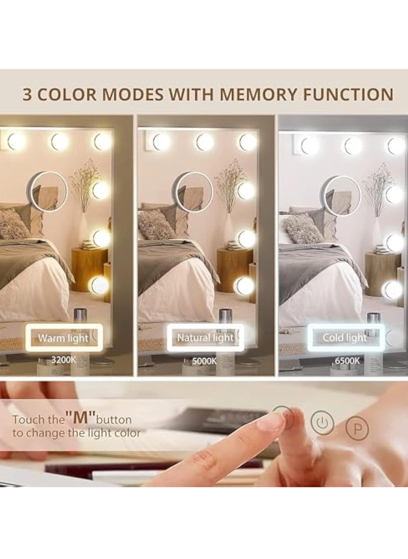 Hihonor Vanity/Makeup Mirror with Lights,10X Magnification，with 14 Dimmable LED Bulbs,3 Color Modes,Touch Control for Bedroom,Tabletop or Wall-Mounted  - Image 4