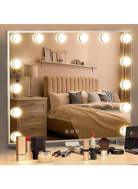 Vanity/Makeup Mirror with Lights,10X Magnification，with 14 Dimmable LED Bulbs,3 Color Modes,Touch Control for Bedroom,Tabletop or Wall-Mounted