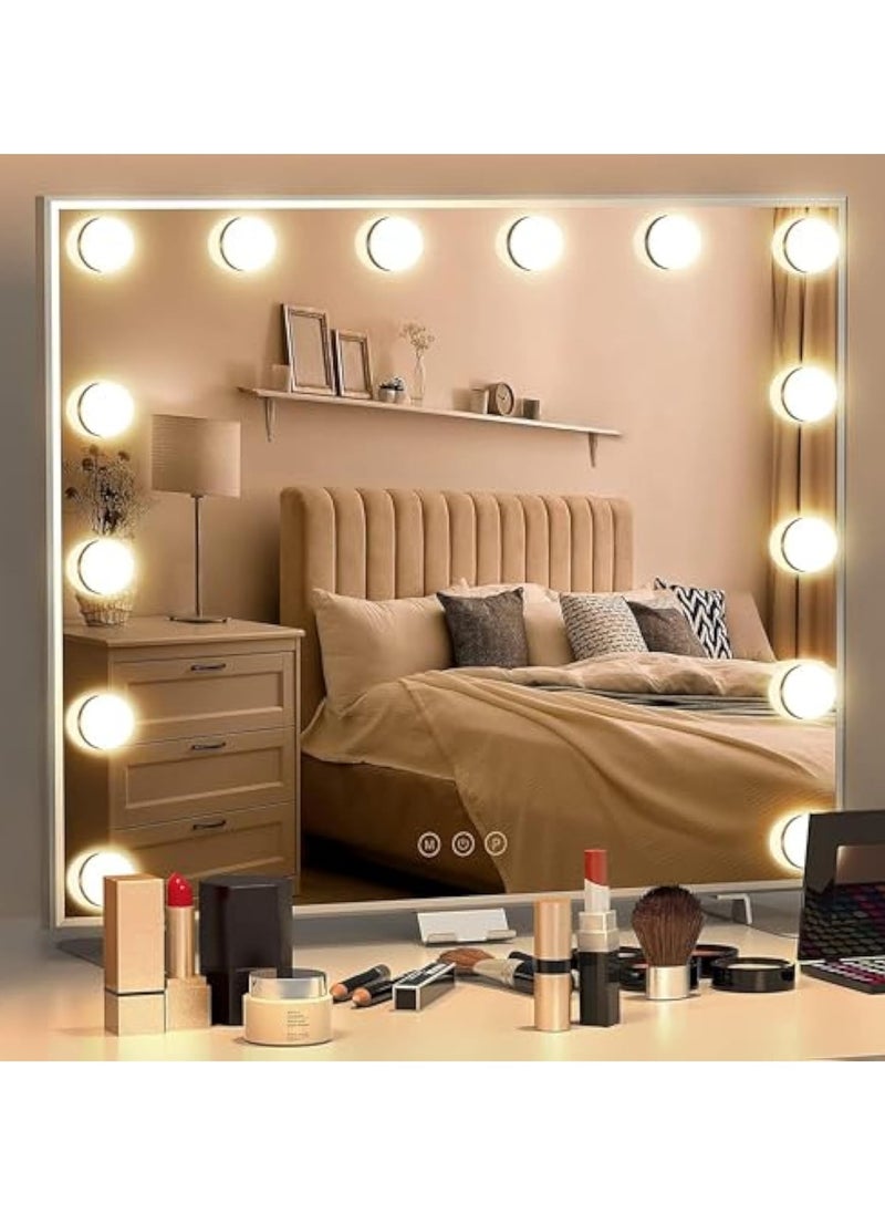 Hihonor Vanity/Makeup Mirror with Lights,10X Magnification，with 14 Dimmable LED Bulbs,3 Color Modes,Touch Control for Bedroom,Tabletop or Wall-Mounted  - Image 1