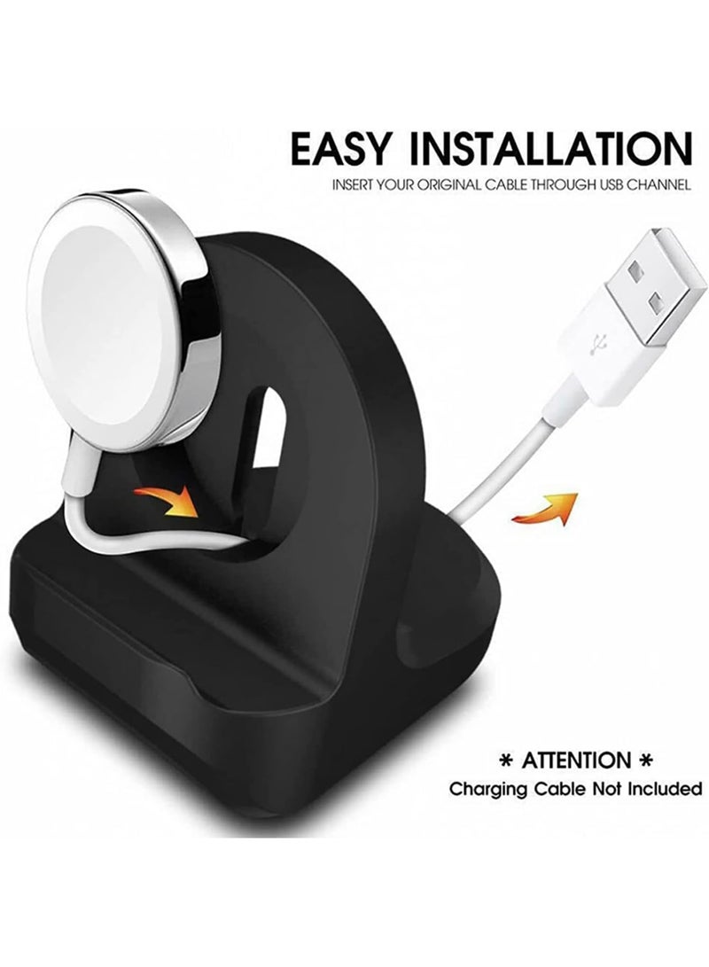 SOLARAE Apple Watch Charging Stand - Compatible with Series 1-7 & SE, Nightstand Mode, Sleek Black Design for All Sizes (38mm-45mm) - Image 3