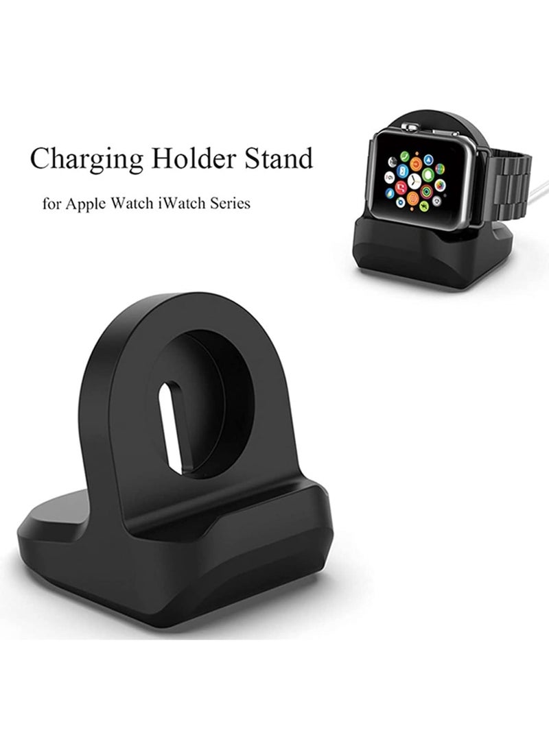 SOLARAE Apple Watch Charging Stand - Compatible with Series 1-7 & SE, Nightstand Mode, Sleek Black Design for All Sizes (38mm-45mm) - Image 4