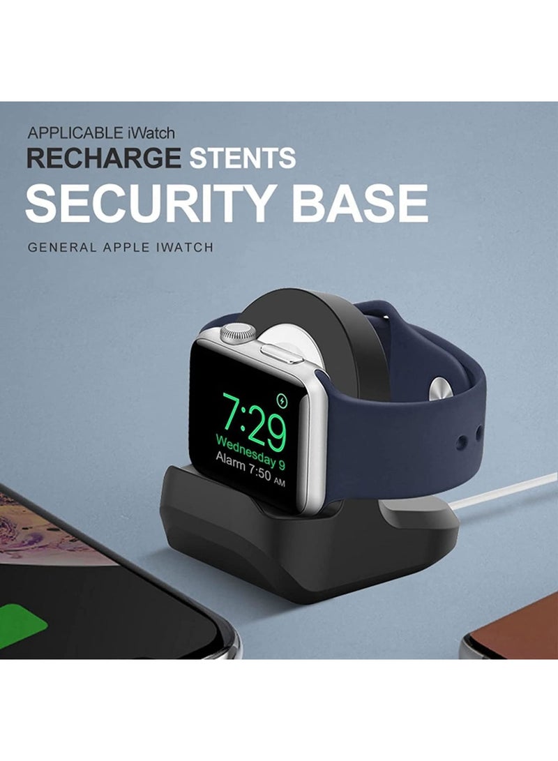 SOLARAE Apple Watch Charging Stand - Compatible with Series 1-7 & SE, Nightstand Mode, Sleek Black Design for All Sizes (38mm-45mm) - Image 2
