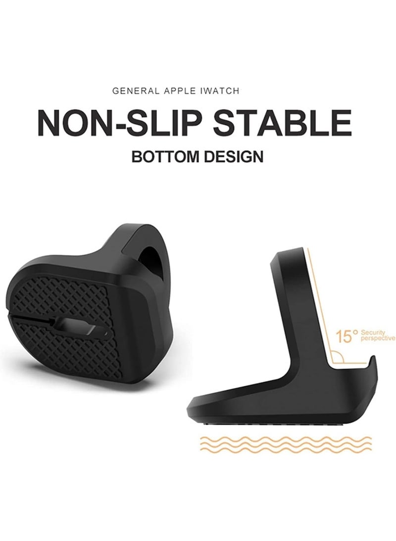 SOLARAE Apple Watch Charging Stand - Compatible with Series 1-7 & SE, Nightstand Mode, Sleek Black Design for All Sizes (38mm-45mm) - Image 5