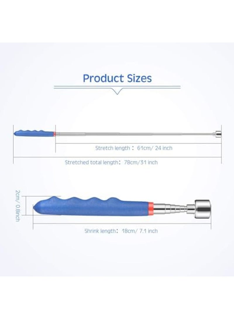 Luckam Telescoping Magnetic Pickup Tool - 20 Lbs Magnet Extension Tool - 30 Inch Extendable Magnet Stick - Handy Gadget for Men - Ideal for Birthday, Father's Day, Christmas - Blue and Black, 2 PCS - Image 2
