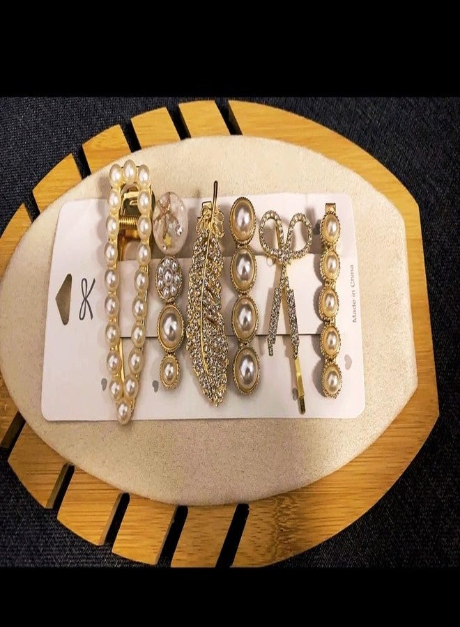 KARTUNBOX مشابك شعر معدنية مزينة باللؤلؤ على الطراز الكوري، طقم مشابك شعر على شكل تمساح، إكسسوارات شعر للنساء والفتيات، عبوة من 6 قطع - Image 2
