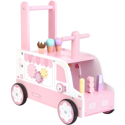 Asweets Wooden Baby Push and Pull Walker with Wheels Learining Acticity Walker for Boys Girls Multiple Activities Center Develops Motor Skills Stimulates 173L x 91W x 181H - Image 1