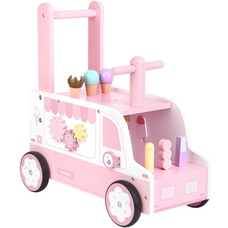 Asweets Wooden Baby Push and Pull Walker with Wheels Learining Acticity Walker for Boys Girls Multiple Activities Center Develops Motor Skills Stimulates 173L x 91W x 181H - Image 3