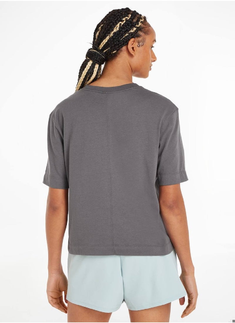 CALVIN KLEIN - Calvin Klein Women's T-Shirt - Short Sleeves - Sportswear - Cotton , Grey - Image 1