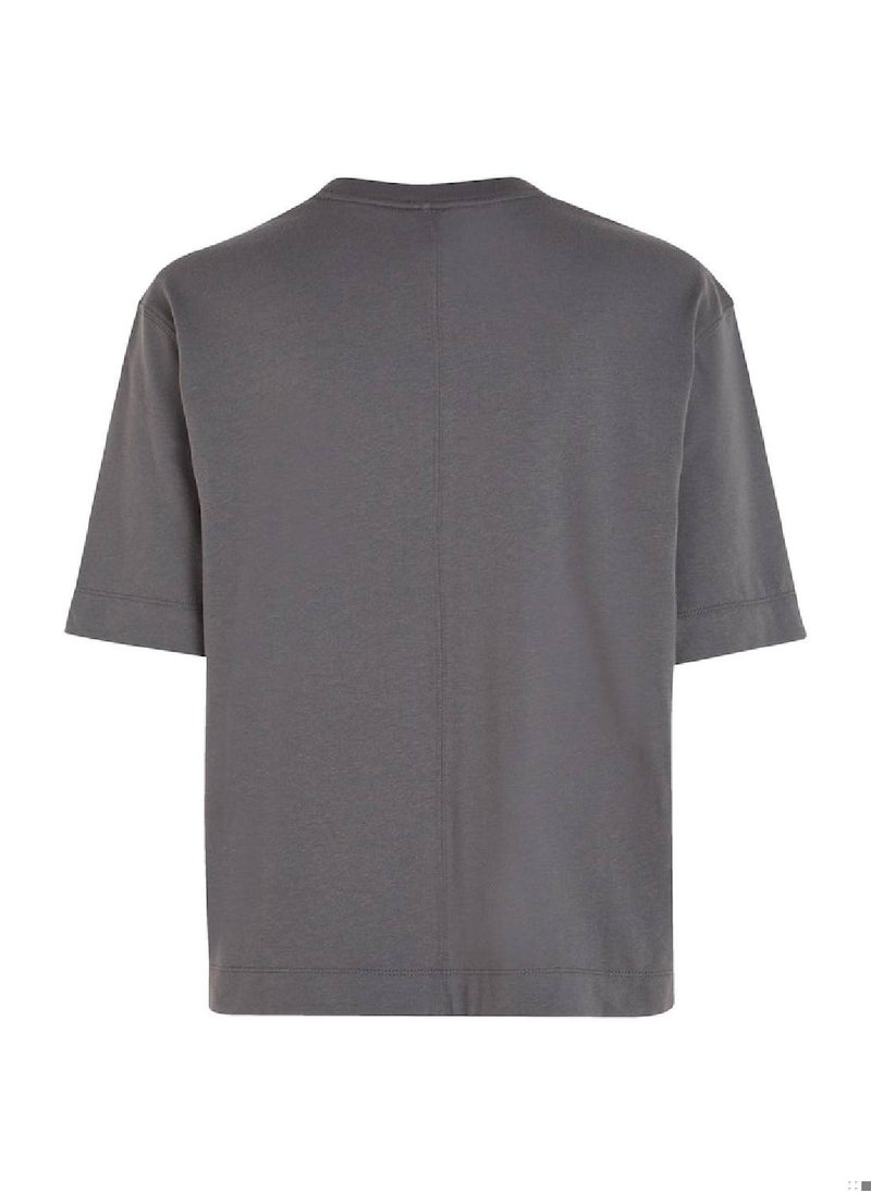 CALVIN KLEIN - Calvin Klein Women's T-Shirt - Short Sleeves - Sportswear - Cotton , Grey - Image 1