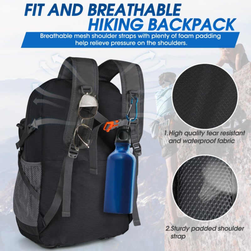 IGOLUMON Hiking Backpack 40L Packable Lightweight Camping Backpack Men Women Waterproof Hiking Daypack Outdoor Travel Daypack,Black - Image 3
