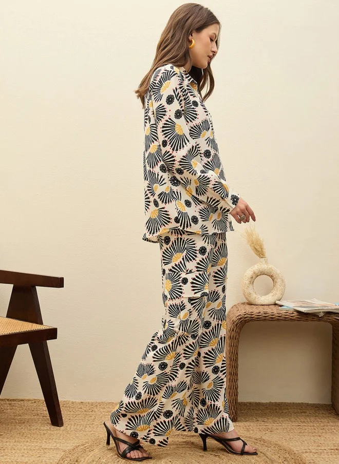 SASSAFRAS Beige Printed Co-Ord Set For Women