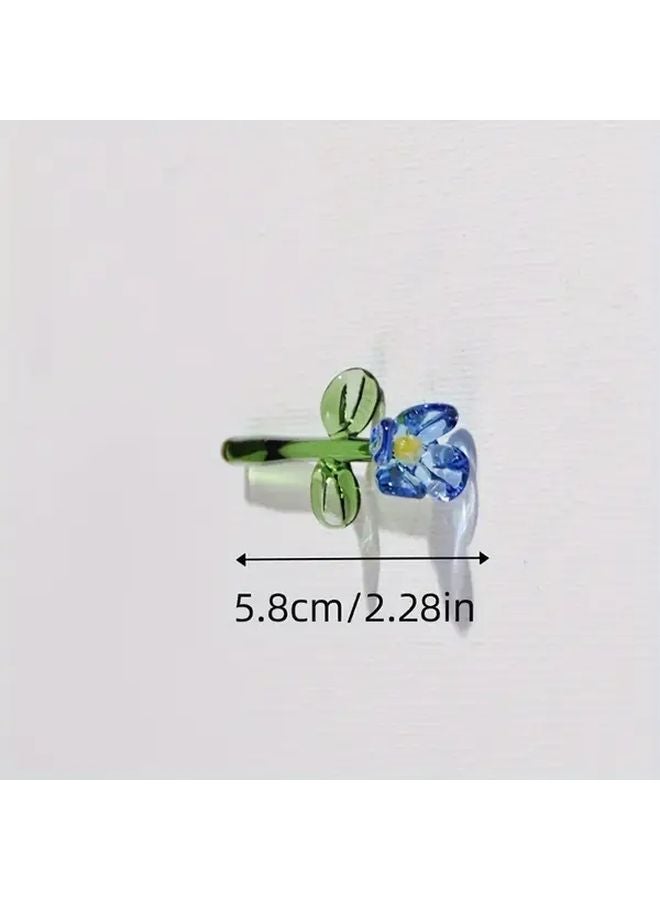 Random 7 Piece Flower and Vase Set Crystal Glass Tulip Decor for Home DIY - Image 2