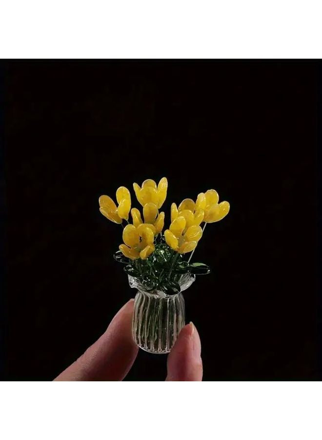 Random 7 Piece Flower and Vase Set Crystal Glass Tulip Decor for Home DIY - Image 5