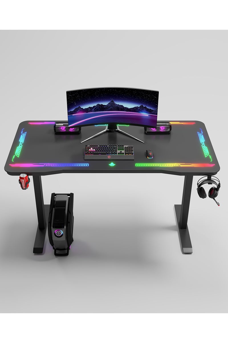 Luttec Game table, small game table, table frame steel, desktop black tempered glass 5MM+board 15MM, ergonomic computer desk, children's desk, writing study desk or home office desk, very suitable for students and gamers - Image 2