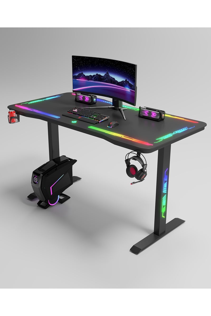 Luttec Game table, small game table, table frame steel, desktop black tempered glass 5MM+board 15MM, ergonomic computer desk, children's desk, writing study desk or home office desk, very suitable for students and gamers - Image 3