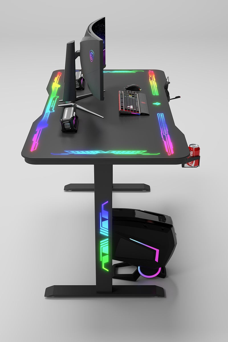 Luttec Game table, small game table, table frame steel, desktop black tempered glass 5MM+board 15MM, ergonomic computer desk, children's desk, writing study desk or home office desk, very suitable for students and gamers - Image 4