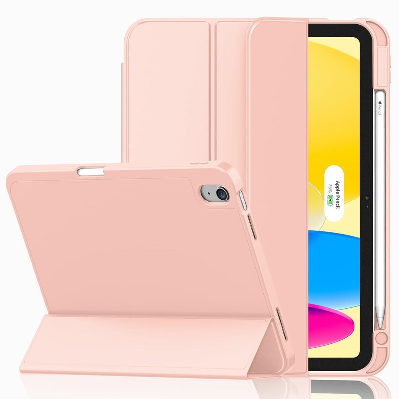 iMieet Case for iPad (A16)/iPad 10th Generation [11-Inch 2025/10.9 Inch 2022], Trifold Stand Smart Cover with Pencil Holder and Soft TPU Back, Supports Touch ID(Bisque) - Image 1