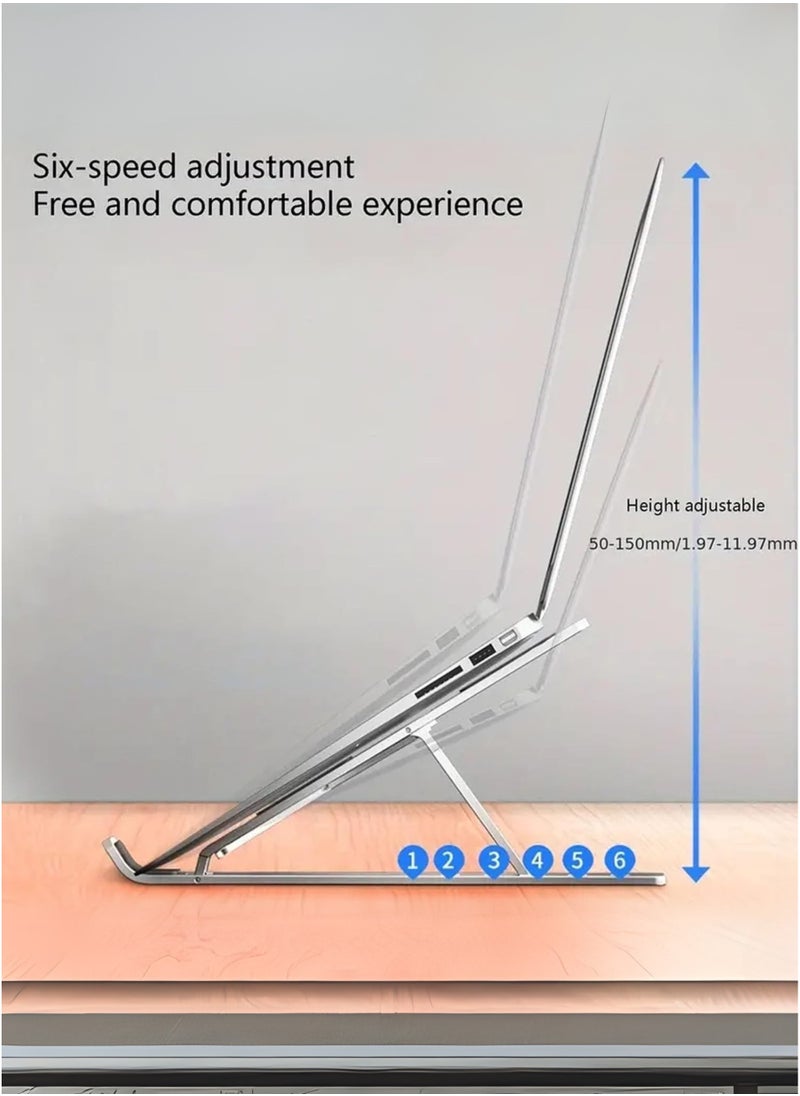 Hoco Laptop Stand Aluminum Alloy Adjustable Eye Level Ergonomic Height Laptop Riser Holder Compatible for MacBook Pro 2021 Air Chromebook and More over Storage Bag Included White  - Image 2