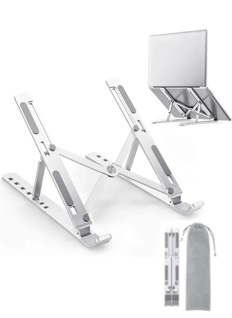 Hoco Laptop Stand Aluminum Alloy Adjustable Eye Level Ergonomic Height Laptop Riser Holder Compatible for MacBook Pro 2021 Air Chromebook and More over Storage Bag Included White  - Image 1