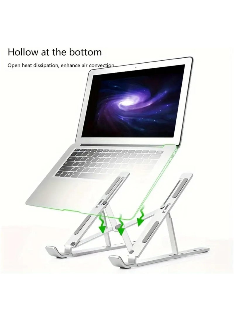 Hoco Laptop Stand Aluminum Alloy Adjustable Eye Level Ergonomic Height Laptop Riser Holder Compatible for MacBook Pro 2021 Air Chromebook and More over Storage Bag Included White  - Image 4
