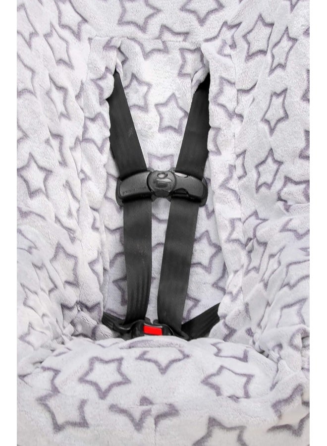 نيكو Easy-Wash Children's Car Seat Cover  Liner -Minky -Silver Star - Image 5