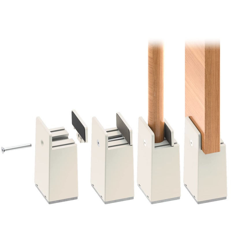 RCHYFEED 10 cm Bed Risers Adjustable Screw Clamp 4 inch Furniture Risers Heavy Duty 4 Pack Sofa Table Chair Risers Fits 015 Widths of Furniture Feet Bed Height RaisersSupports 20000 lb Beige