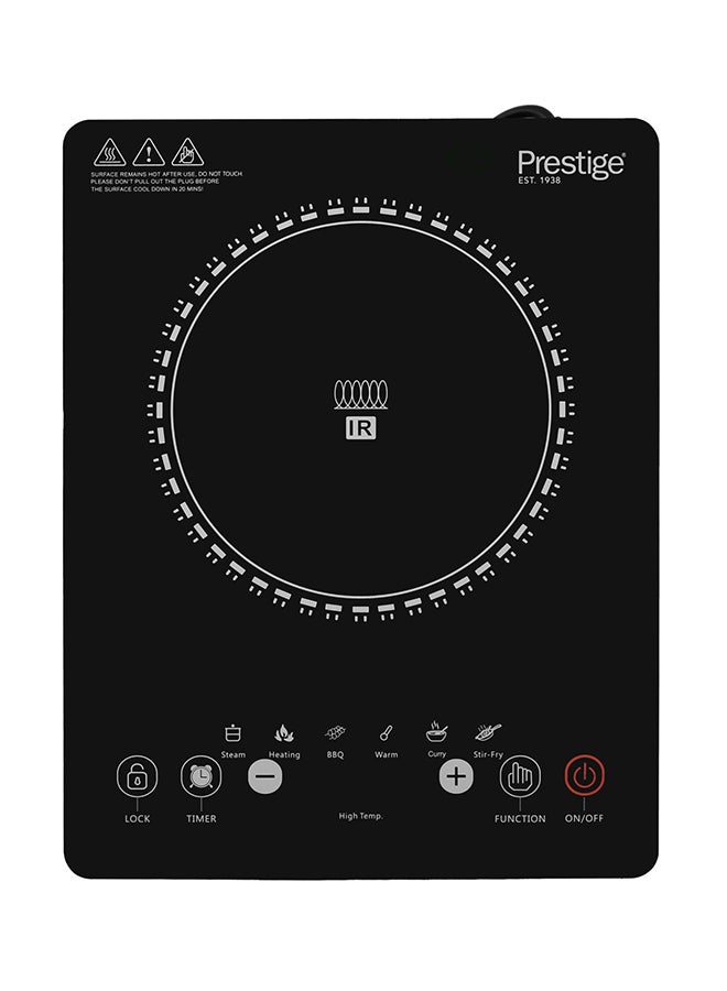 Prestige Single Infrared Cooking Plate for Cooking | Portable Electric Hob with Temperature Control & Crystallite Glass Plates | Easy to Clean 2000 W PR7505 Black/Red - Image 1