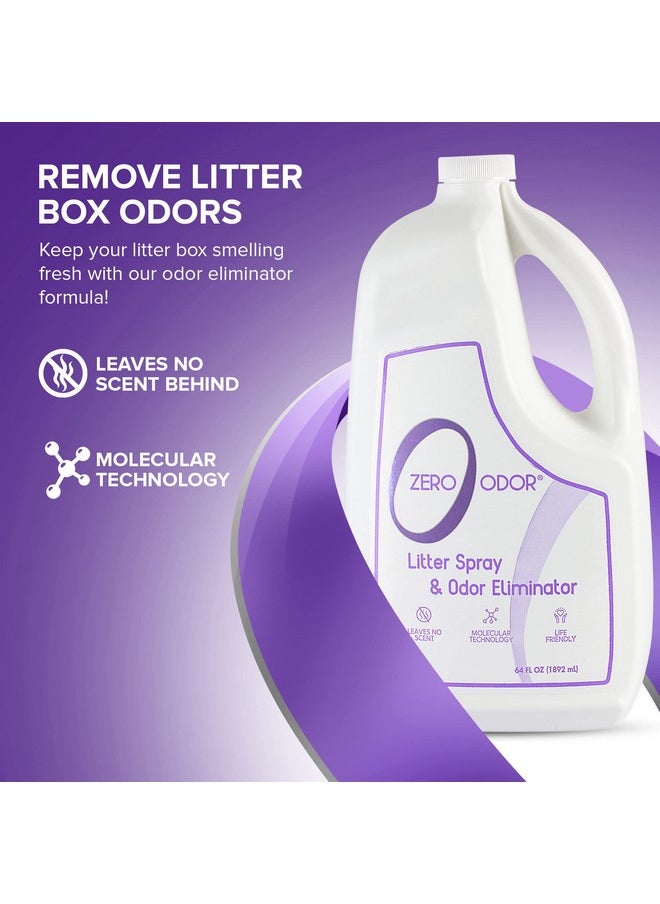 Zero Odor Litter Odor Eliminator  Patented Molecular Technology  Pet Safe & Works On All Types Of Litter, 64Oz Refill  - Image 2