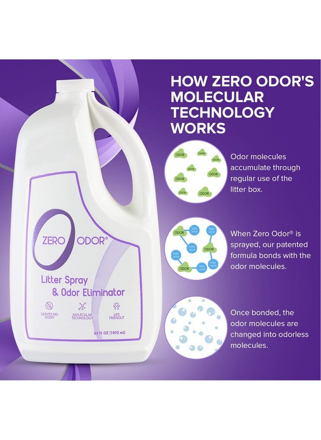 Zero Odor Litter Odor Eliminator  Patented Molecular Technology  Pet Safe & Works On All Types Of Litter, 64Oz Refill  - Image 4