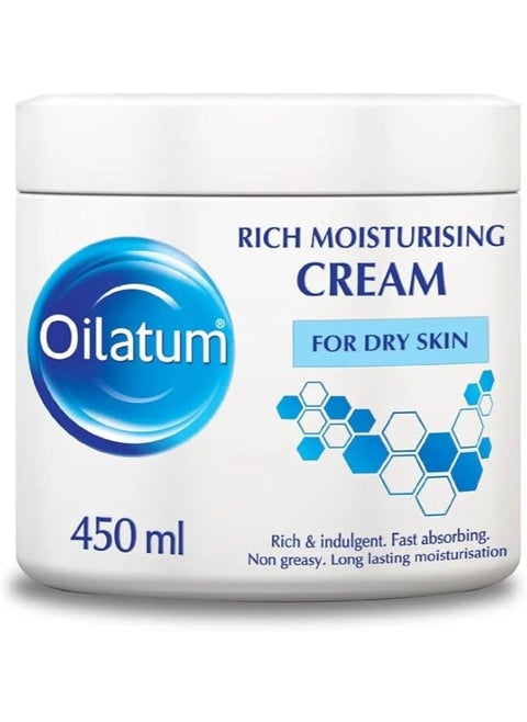 Oilatum Rich Moisturising Cream 450ml – Fast-Absorbing Hydration for Dry Skin