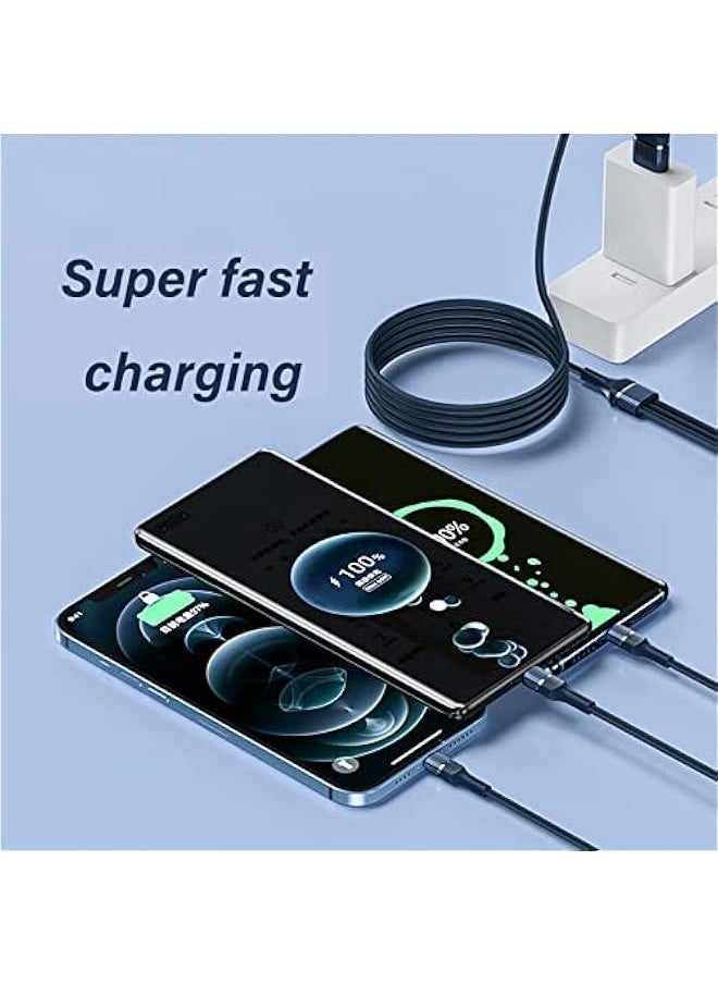 Generic - Multi Charging Cable,Data Cable,3-in-1 USB Connector, Braided 100W/6A USB to ios/Micro USB/Type C Data Cable with 66W PD Fast Charge Cable, Compatible with Tablets/iPhone/Samsung/Galaxy/HTC (Blue) - Image 1