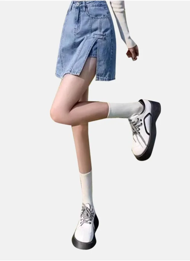 YUNIQEE Blue A-Line Mini Denim Skirts