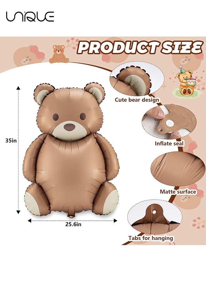 Unique Teddy Bear Balloons, 12 Pcs 35 Inch Cartoon Bear Foil Balloons, Matte Big Birthday Balloons for Home Decor, Jungle Animal Themed Party, Baby Shower Decoration Supplies, Bear Birthday Decorations  - Image 2