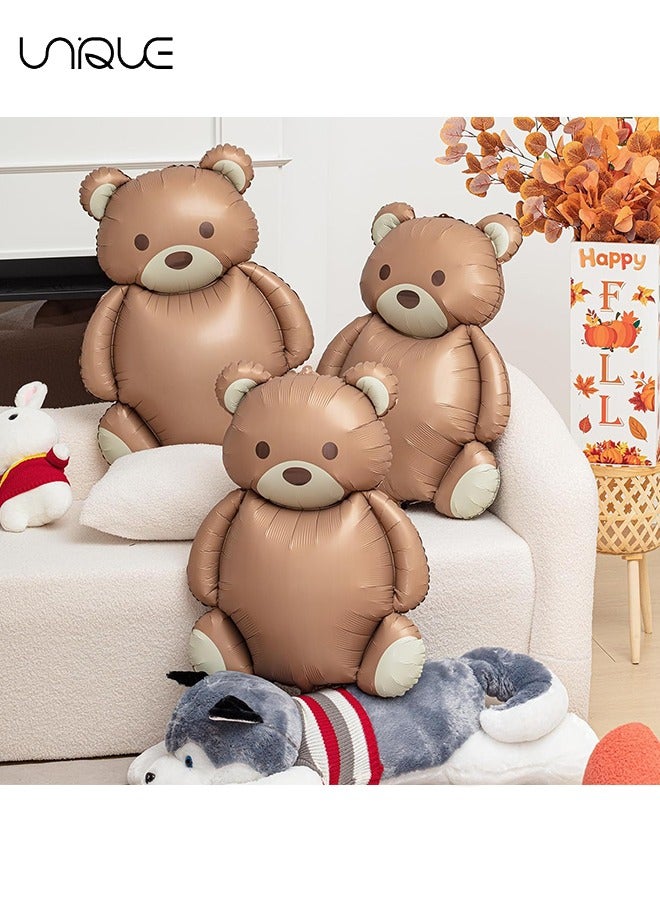 Unique Teddy Bear Balloons, 12 Pcs 35 Inch Cartoon Bear Foil Balloons, Matte Big Birthday Balloons for Home Decor, Jungle Animal Themed Party, Baby Shower Decoration Supplies, Bear Birthday Decorations  - Image 3