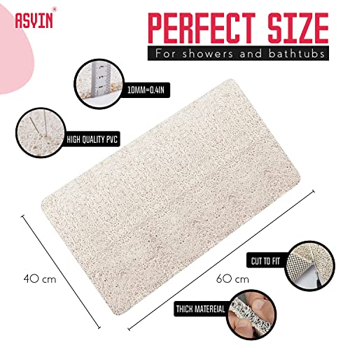 Asvin Soft Textured Bath, Shower, Tub Mat, 24x16 Inch, Phthalate Free, Non Slip Comfort Bathtub Mats with Drain, PVC Loofah Bathroom Mats for Wet Areas, Quick Drying - Image 3