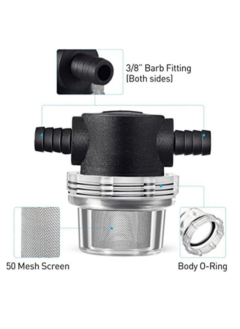 SYOSI - 1/2 Inches Water Pump Strainer Compatible with 3/8 Inches Hose Barb In-Line Strainer Twist On Pipe Sprayer Filter for Water Pump 12V DC 80 PSI RV Camper Marine Boat Lawn - Image 1