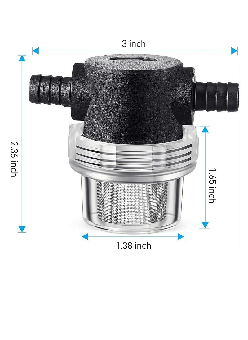 SYOSI - 1/2 Inches Water Pump Strainer Compatible with 3/8 Inches Hose Barb In-Line Strainer Twist On Pipe Sprayer Filter for Water Pump 12V DC 80 PSI RV Camper Marine Boat Lawn - Image 1