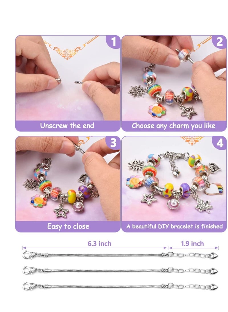 Generic - Charm Bracelet Making Kit with Beads Pendant Charms Bracelets and Necklace Girls Charm Bracelet Making Kit for DIY Craft Gifts for Teen Girls with a Unicorn Gift Box and Storage Bag - Image 1