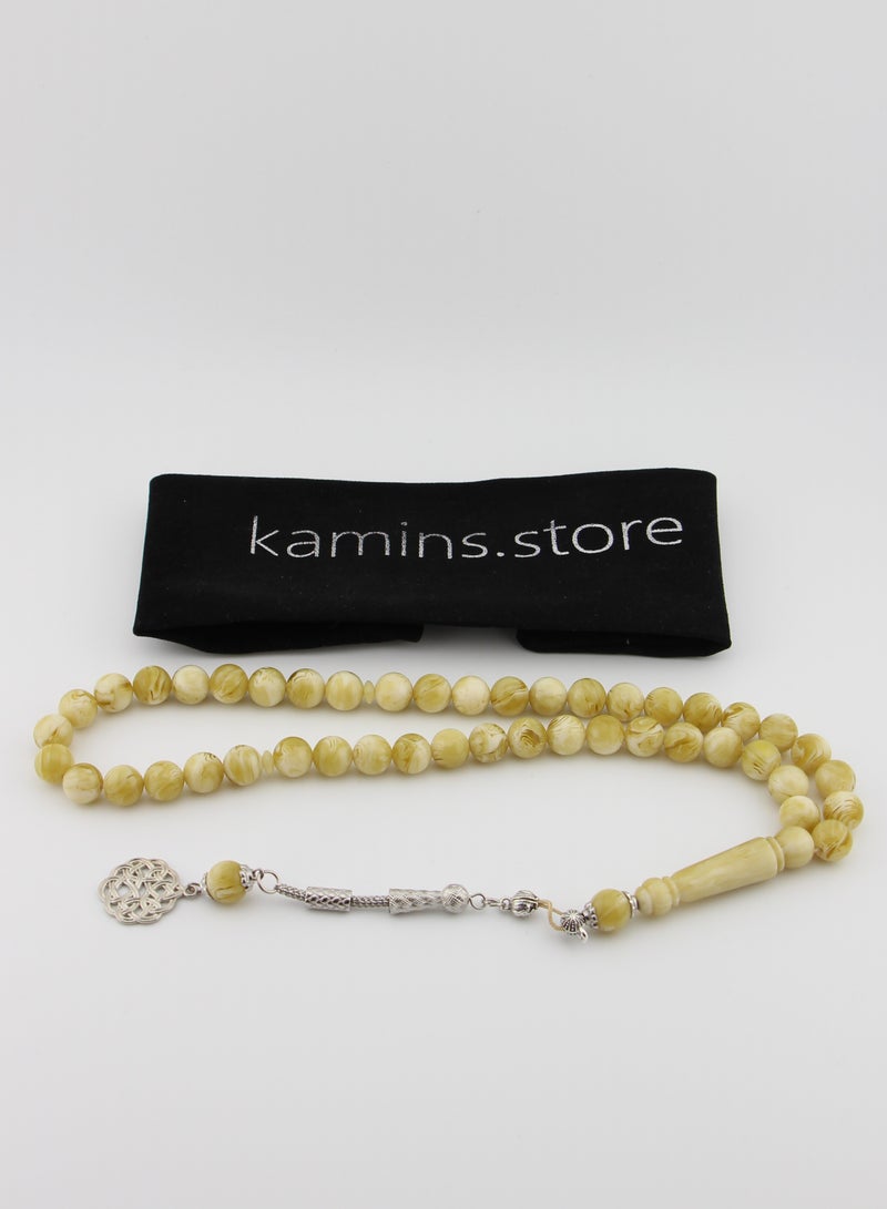 Kamins Collection Milky Green Amber Resin Tasbih / 10mm - Image 1
