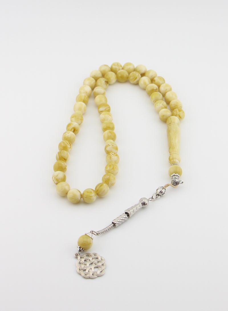 Kamins Collection Milky Green Amber Resin Tasbih / 10mm - Image 2