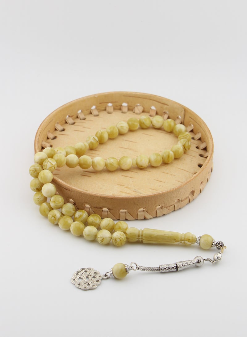 Kamins Collection Milky Green Amber Resin Tasbih / 10mm - Image 3