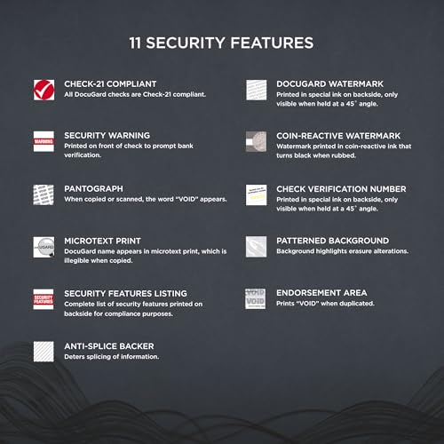 DocuGard Standard Burgundy Marble Bottom High Security Check Paper - QuickBooks & Laser/Inkjet Printer Compatible - 11 Security Features - 500 Blank Business Checks (04519) - Image 4