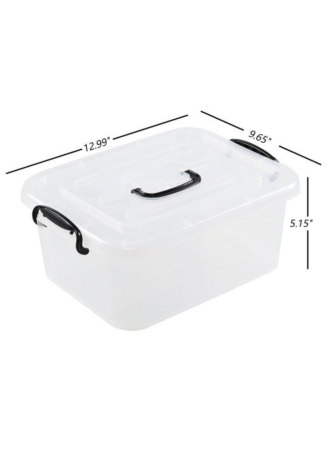 Quickquick 8 L Plastic Latching Box with Handle, Storage Latch Bins with Handles, Clear, 2 Packs - Image 2