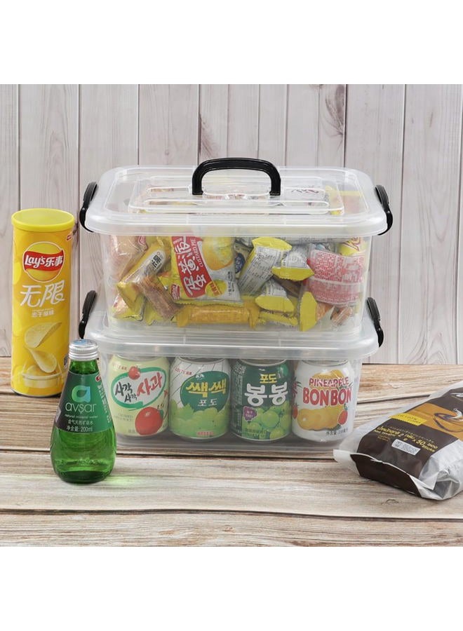 Quickquick 8 L Plastic Latching Box with Handle, Storage Latch Bins with Handles, Clear, 2 Packs - Image 4
