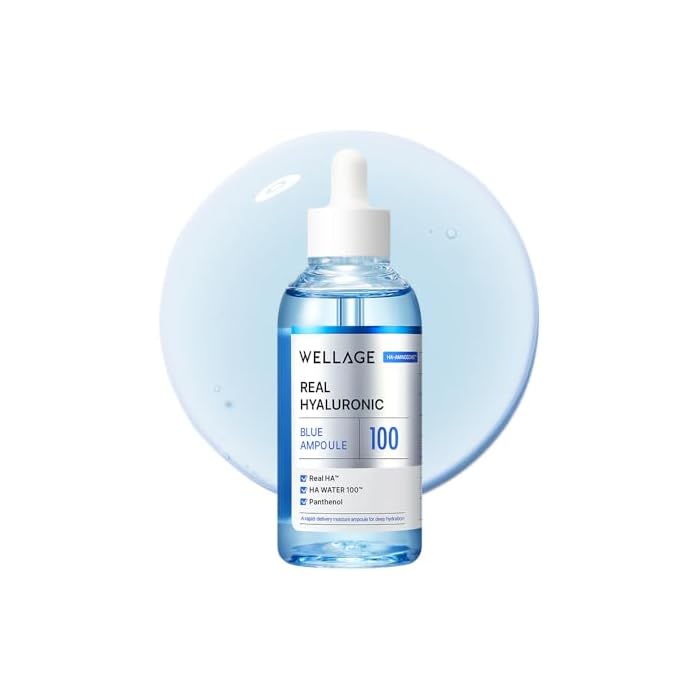 WELLAGE Real Hyaluronic Blue Ampoule 100 ([2nd Gen]2.54 Fl Oz)