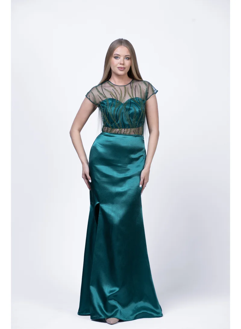 فاشونارا فستان سهرة شفاف مزخرف للنساء | فستان أنيق للمناسبات والحفلات