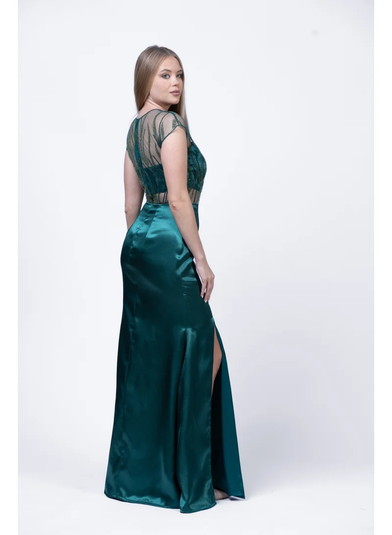 فاشونارا فستان سهرة شفاف مزخرف للنساء | فستان أنيق للمناسبات والحفلات